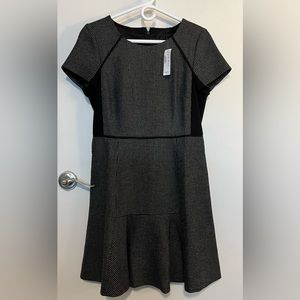 New With Tag - J.Crew Black & Grey Wool Flutter Dress